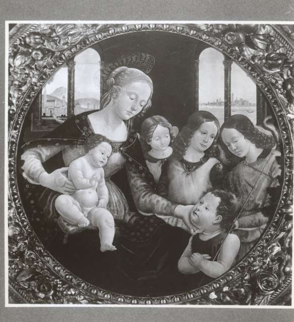 Anonimo — Mainardi Bastiano - sec. XV - Madonna con Bambino, san Giovannino e tre angeli — insieme